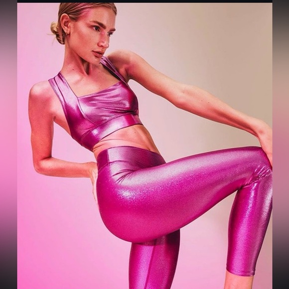 Heroine Sport Metallic Rose Pink Cycling Bra & Marvel Legging Set S - Picture 6 of 9